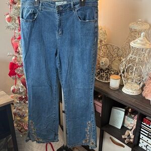 Blue Women's Jeans with Button Detail